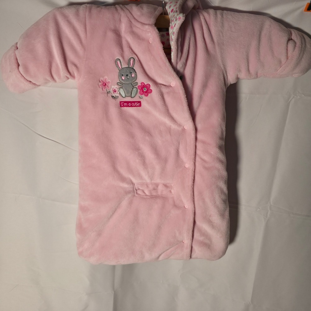 Child of Mine by Carters Pink Bunny Fleece Pram‎ Snowsuit 3-6M